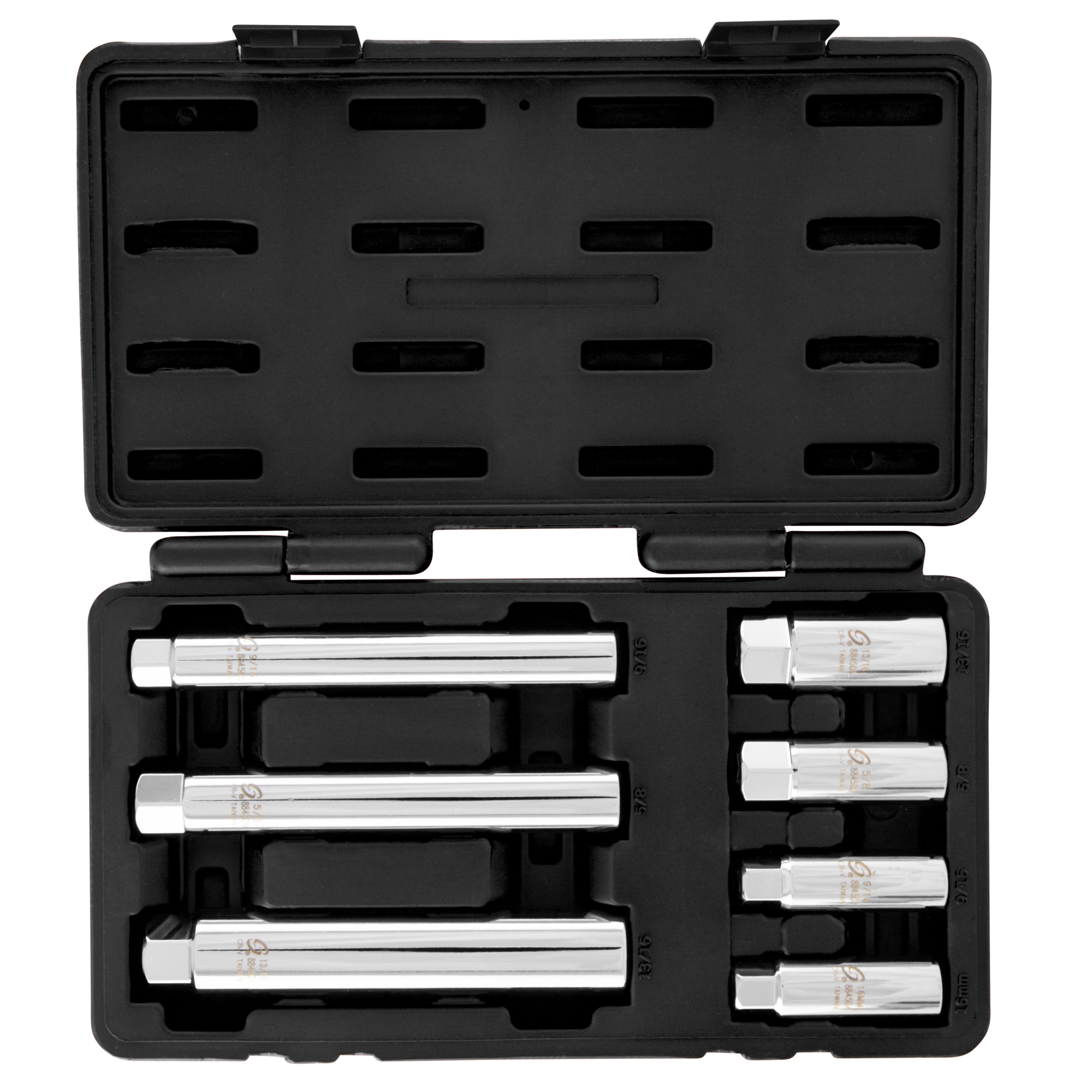 Sunex Tools Spark Plug Socket Set — 3/8in. Drive, 7 Pcs, Extra Deep, Thin Wall, CR-V Alloy Steel, Model# 8845